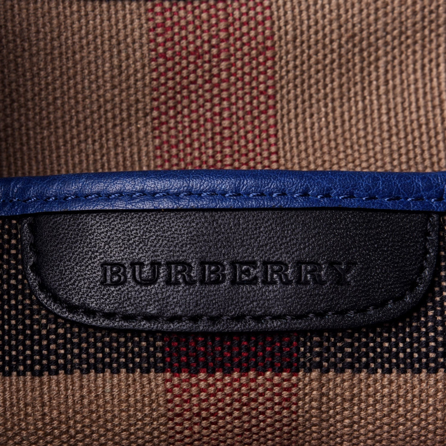 Burberry Grainy Calfskin Jute Mega Check Girls Mini Backpack Blue 5 of 11