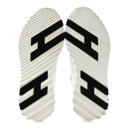 Hermes Calfskin Suede Goatskin Bouncing Sneakers 38 White Black 6 of 12