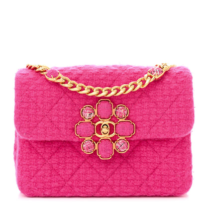 Chanel Cashmere Tweed Quilted Mini Bijoux Flap Fuchsia 1 of 10