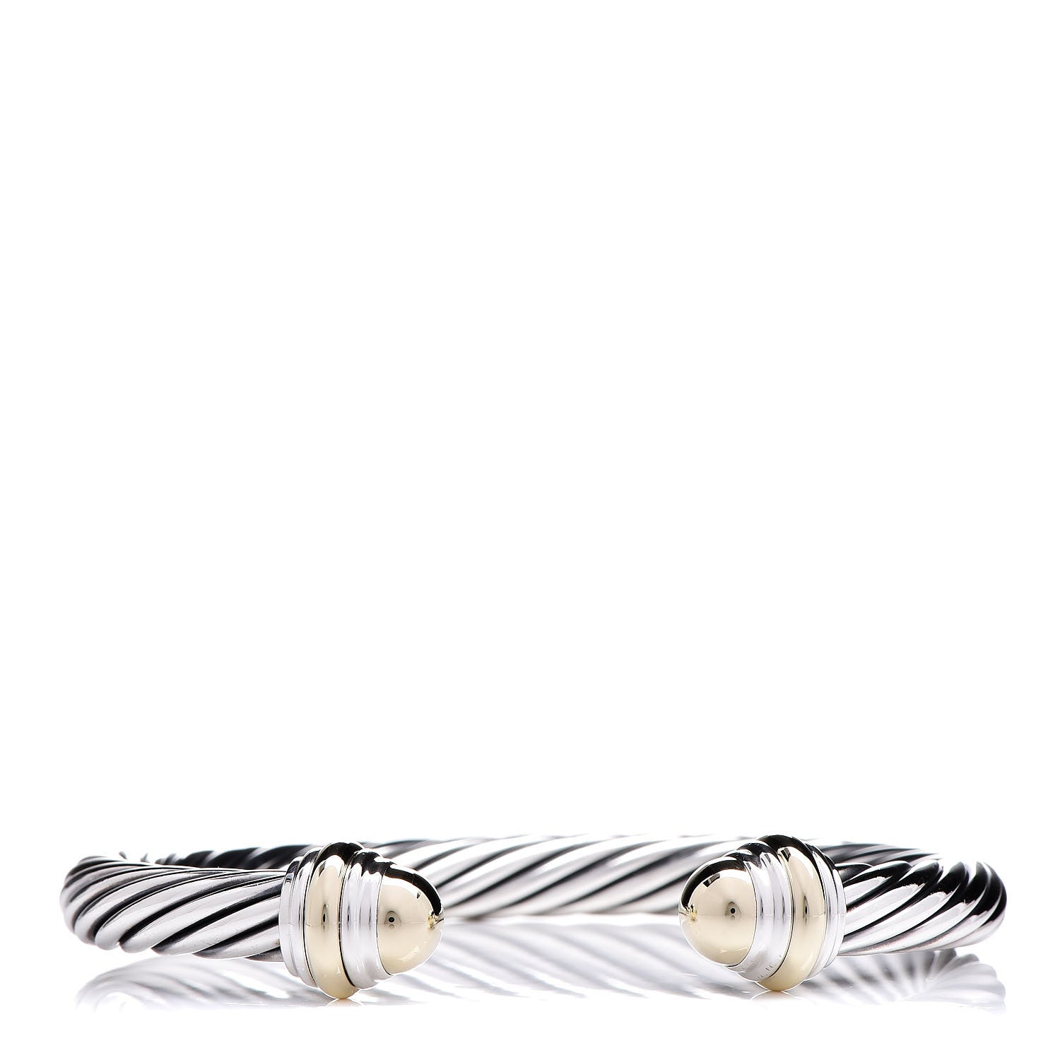 David Yurman Sterling Silver 14K Yellow Gold 7mm Cable Classics Bracelet 1 of 4