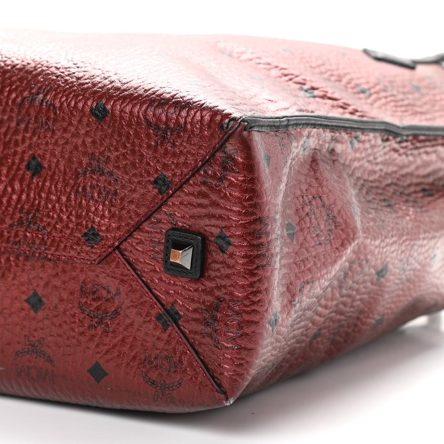Metallic Visetos Medium Kira North South Shopper Tote Scooter Red