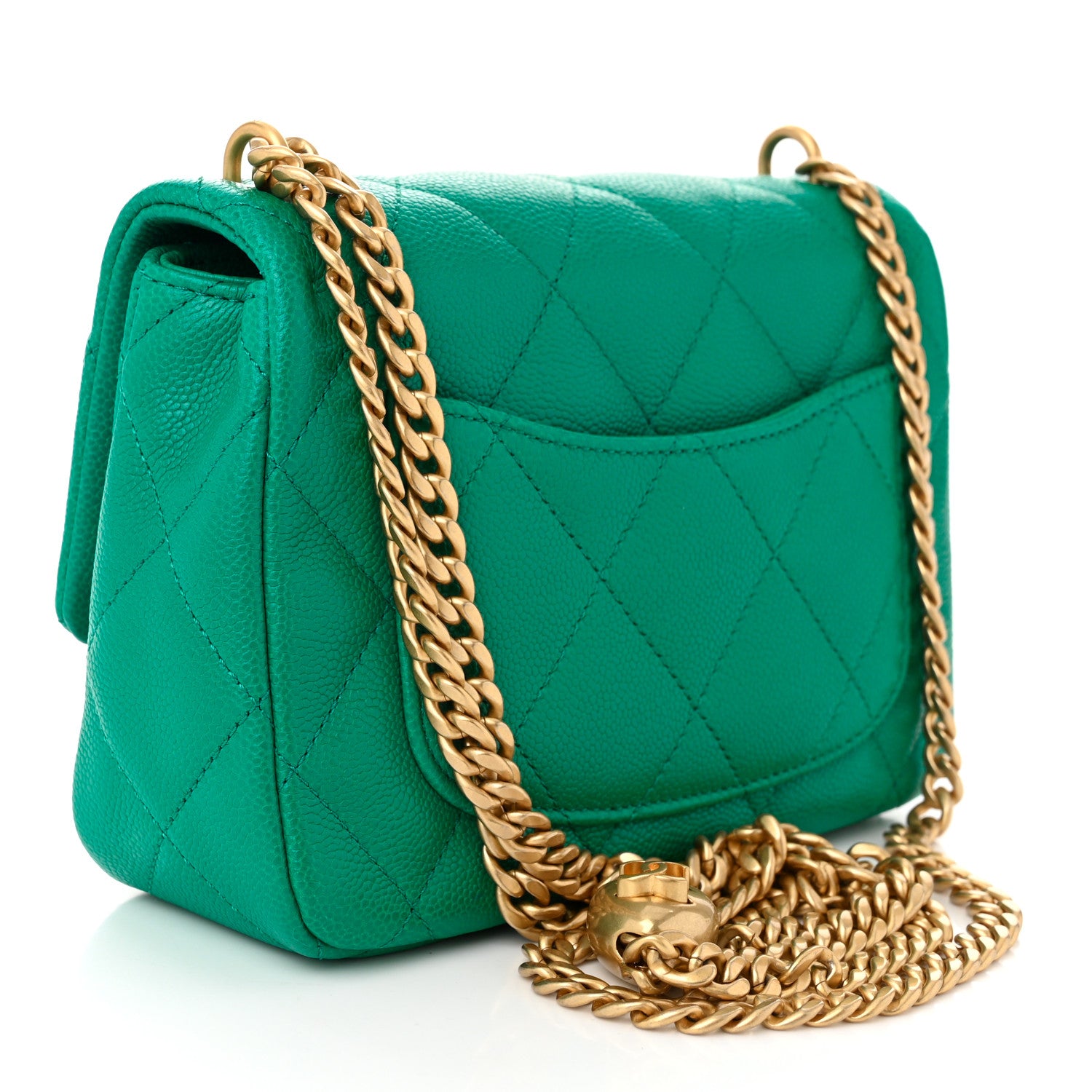 Chanel Caviar Quilted Mini Sweetheart Flap Green 3 of 10
