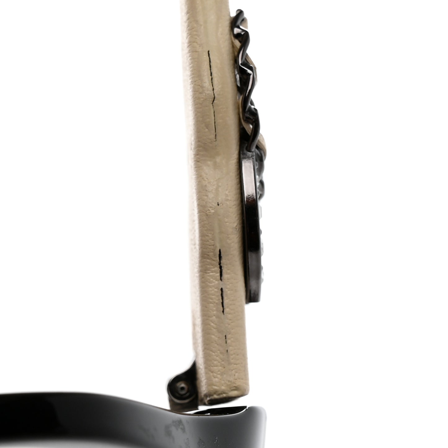 Acetate Lambskin Crystal Baguette Chain CC Sunglasses 5457-Q-A Black Beige