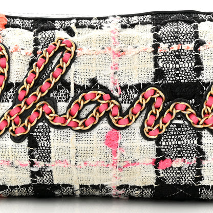 Chanel Tweed Calfskin Signe Bowling Bag White Black 8 of 11