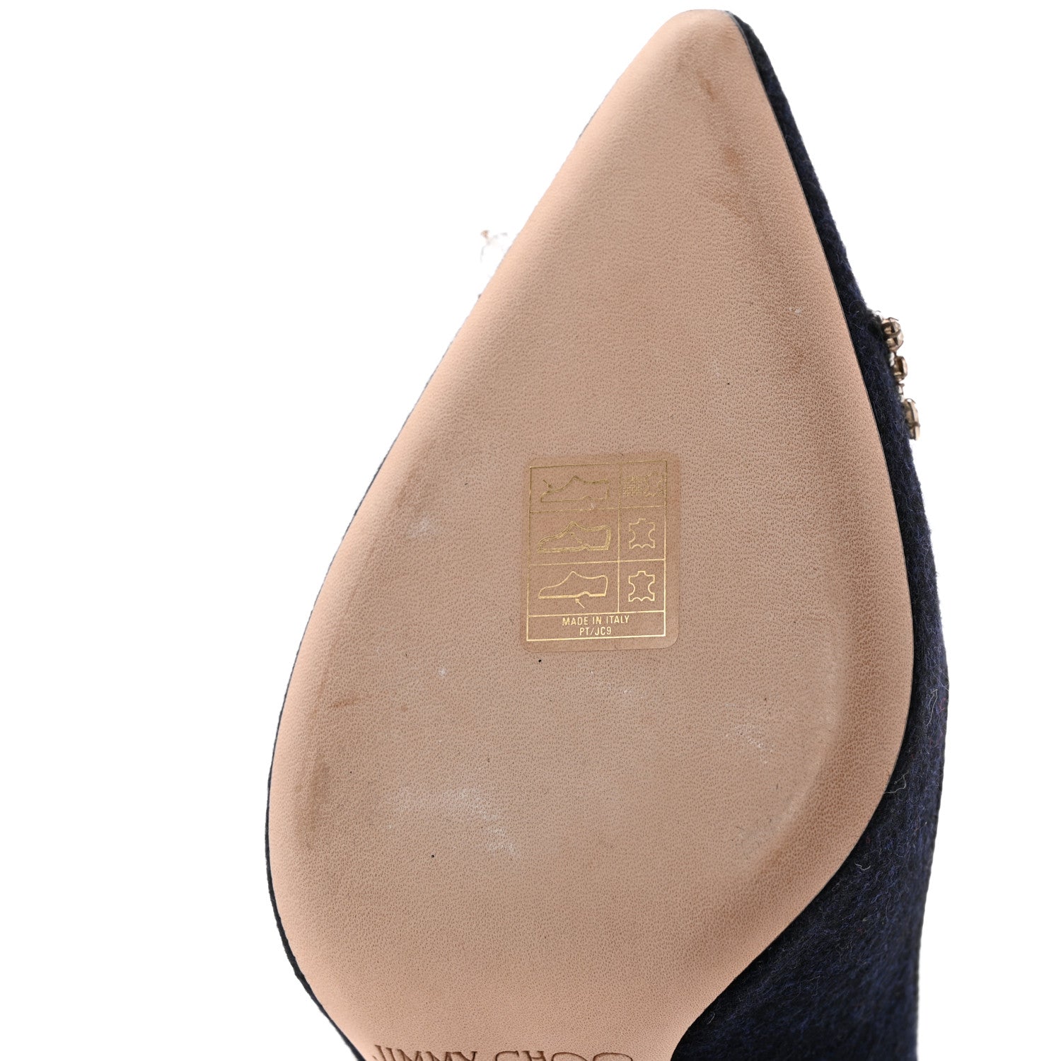 Jimmy Choo Crystal Embellished Romy 100 Flannel Pumps 38.5 Navy 9 of 14