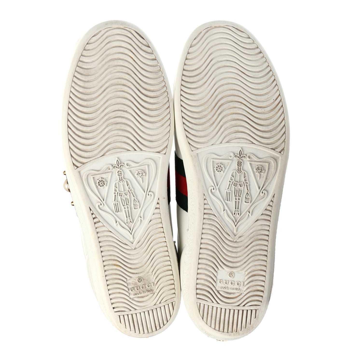 Gucci Calfskin Web Pearl Studded Womens Ace Sneakers 37.5 White 5 of 9