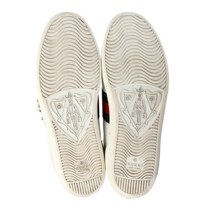 Gucci Calfskin Web Pearl Studded Womens Ace Sneakers 37.5 White 5 of 9