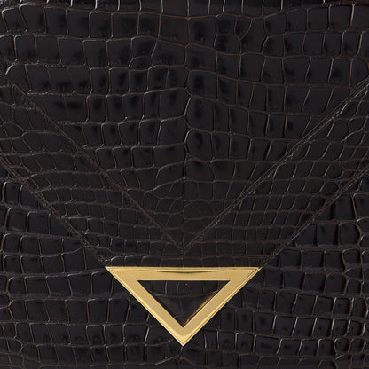 Delvaux Crocodile Envelope Clutch Brown 10 of 12
