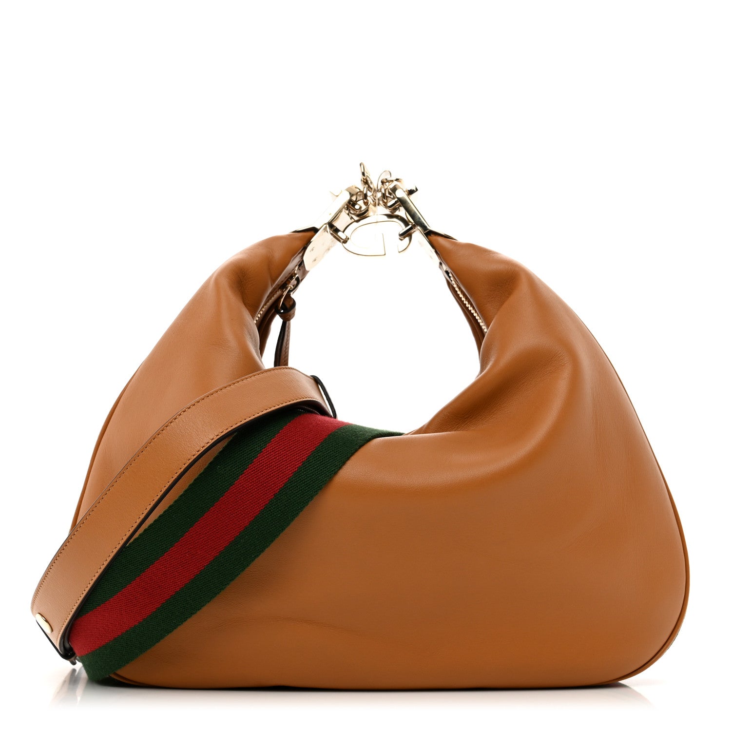 Gucci Aria Calfskin Web Large Attache Shoulder Bag Dark Orange 1 of 8