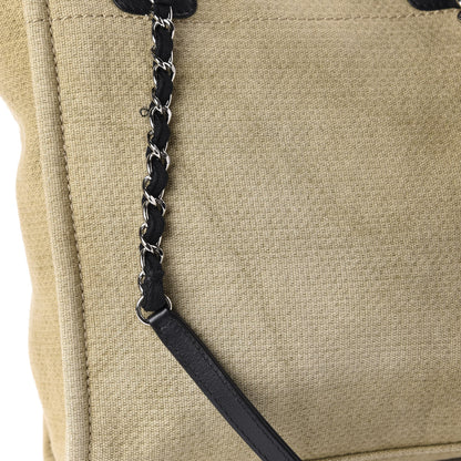 Chanel Canvas Mini Deauville Tote Beige Black 10 of 11