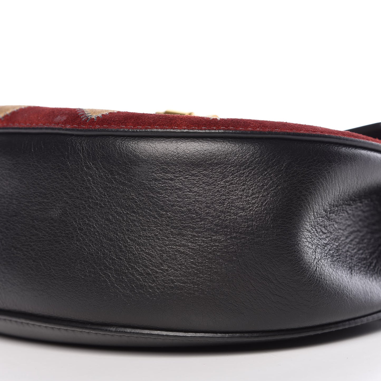Suede Calfskin Wonder Woman Patchwork Drew Shoulder Bag Black