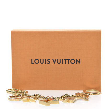 Louis Vuitton Brass Enamel Fleur De Monogram Bag Charm Chain Gold 4 of 4