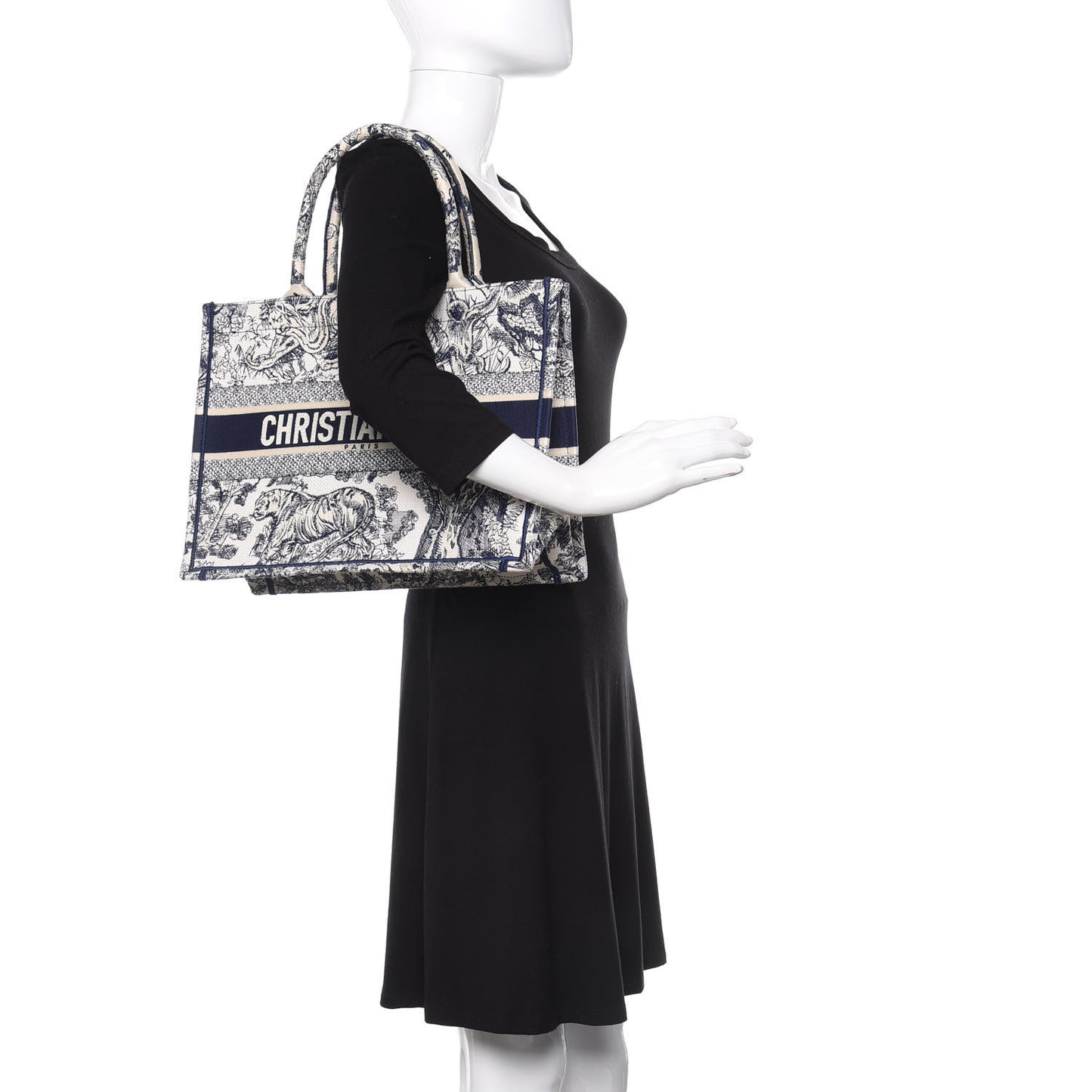 Canvas Embroidered Medium Dioriviera Toile De Jouy Book Tote Blue