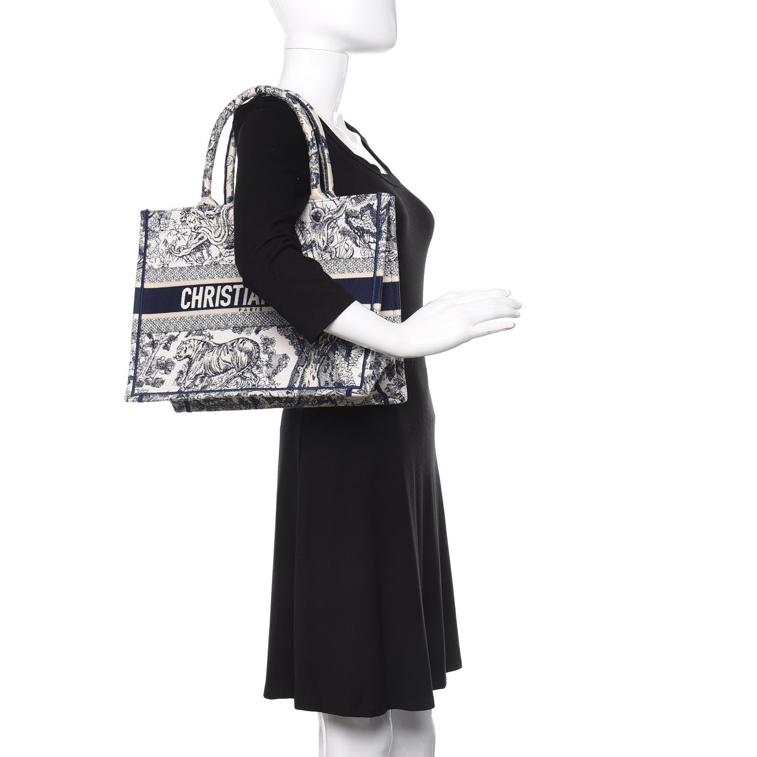 Christian Dior Canvas Embroidered Medium Dioriviera Toile De Jouy Book Tote Blue 2 of 11
