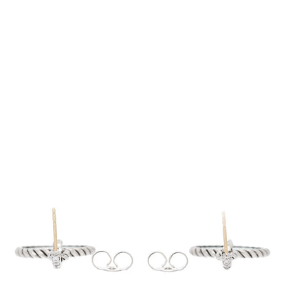 David Yurman Sterling Silver Diamond Turquoise Elements Drop Earrings 5 of 5