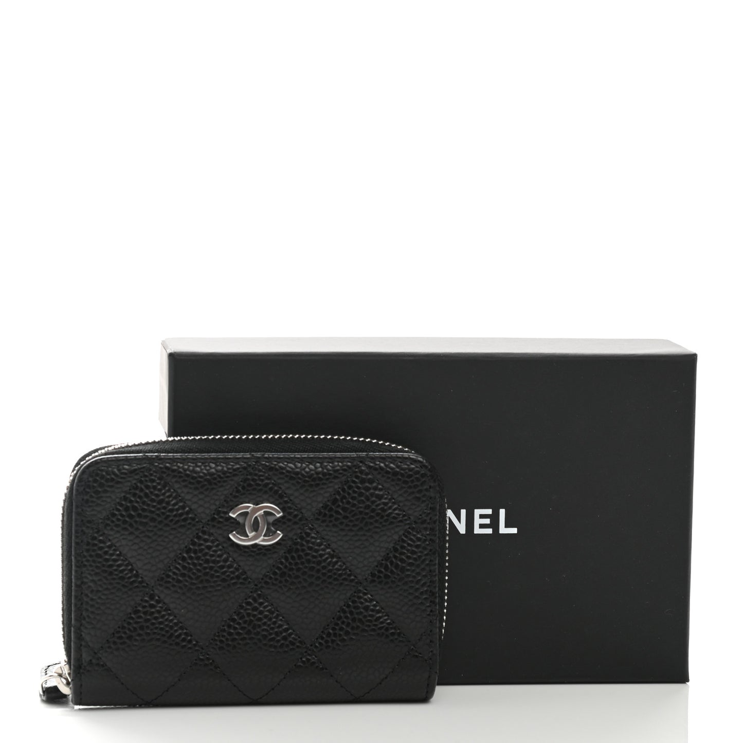 Caviar Quilted Classic Zipped Coin Purse Black