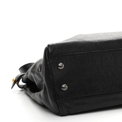 Fendi Goatskin Zucca Medium Peekaboo Iconic Satchel Black Tobacco 9 of 10