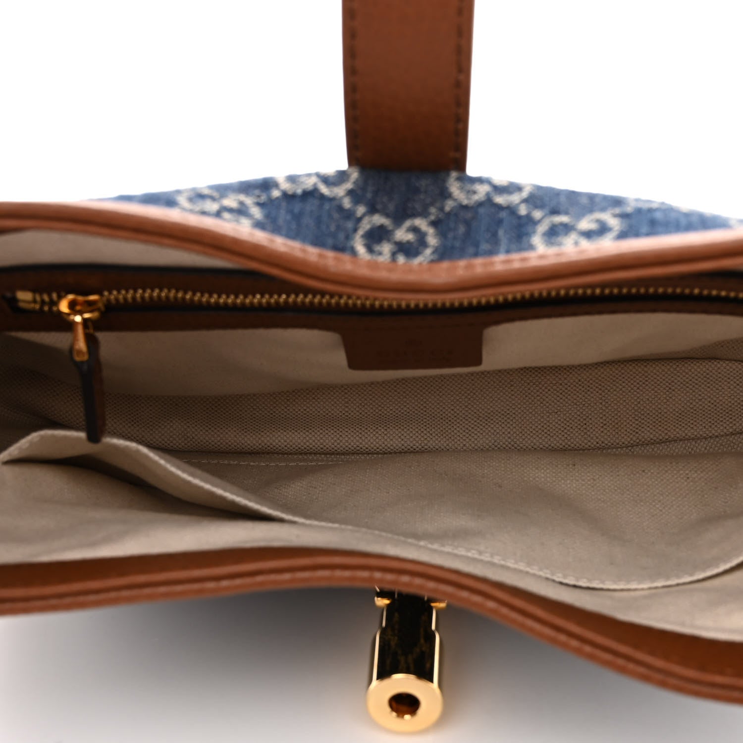 Gucci New Denim GG Monogram Calfskin Small Jackie 1961 Hobo Blue Tea Cuir 5 of 10