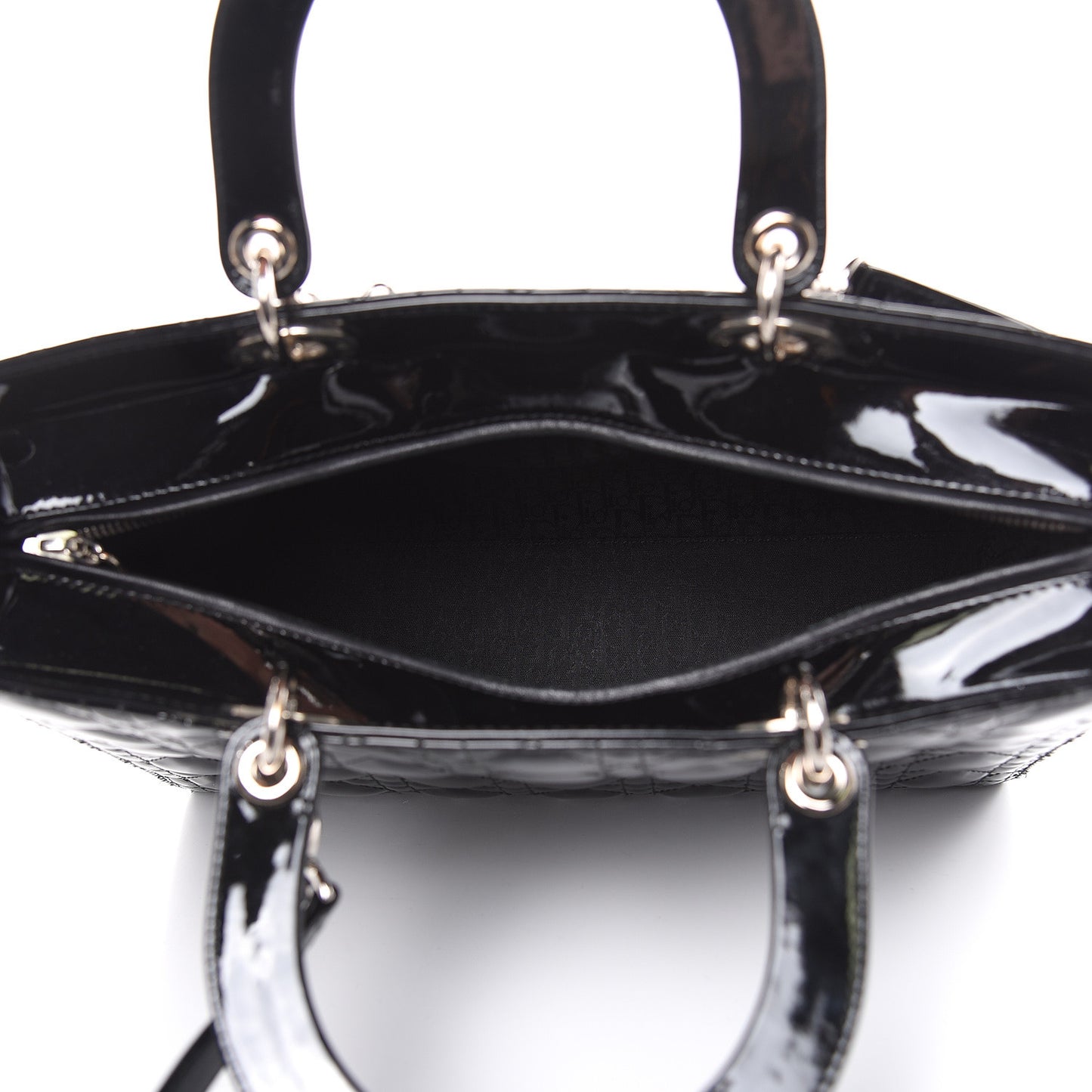 Patent Cannage Large Lady Dior Black
