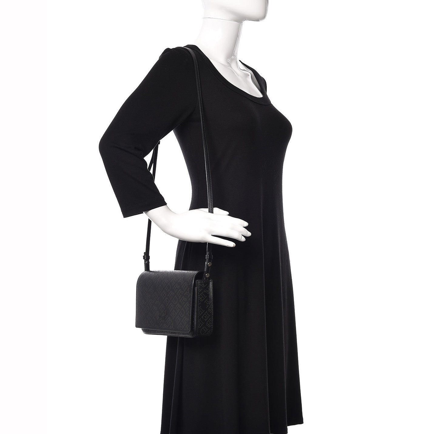 Calfskin Perforated Logo Hampshire Crossbody Black