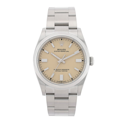 Rolex Stainless Steel 36mm Oyster Perpetual Watch Beige 126000 1 of 5