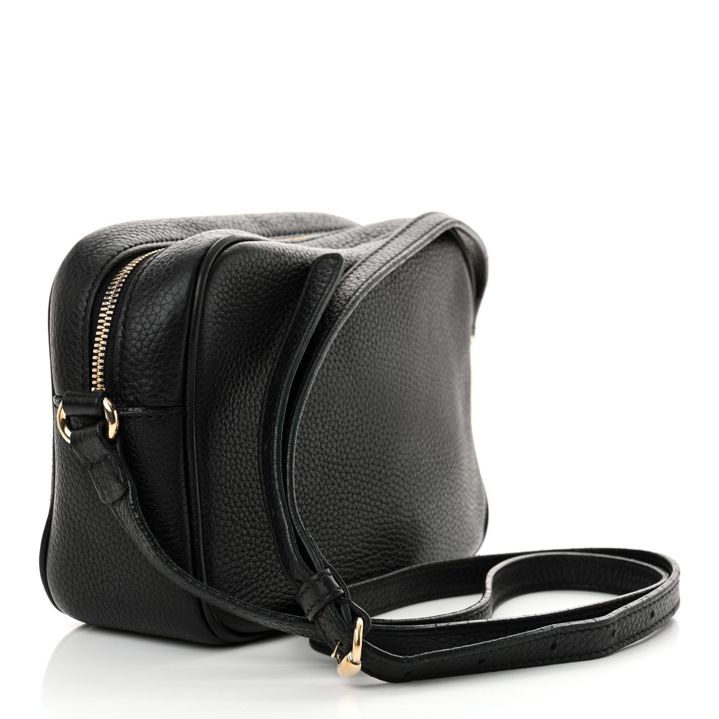 Pebbled Calfskin Small Soho Disco Bag Black
