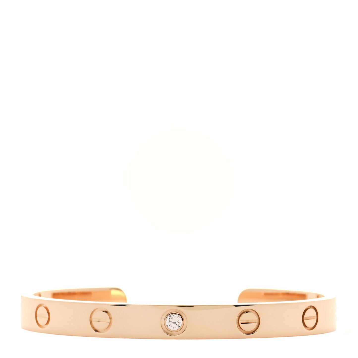 18K Yellow Gold 1 Diamond LOVE Cuff Bracelet 16