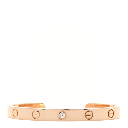 Cartier 18K Yellow Gold 1 Diamond LOVE Cuff Bracelet 16 1 of 6