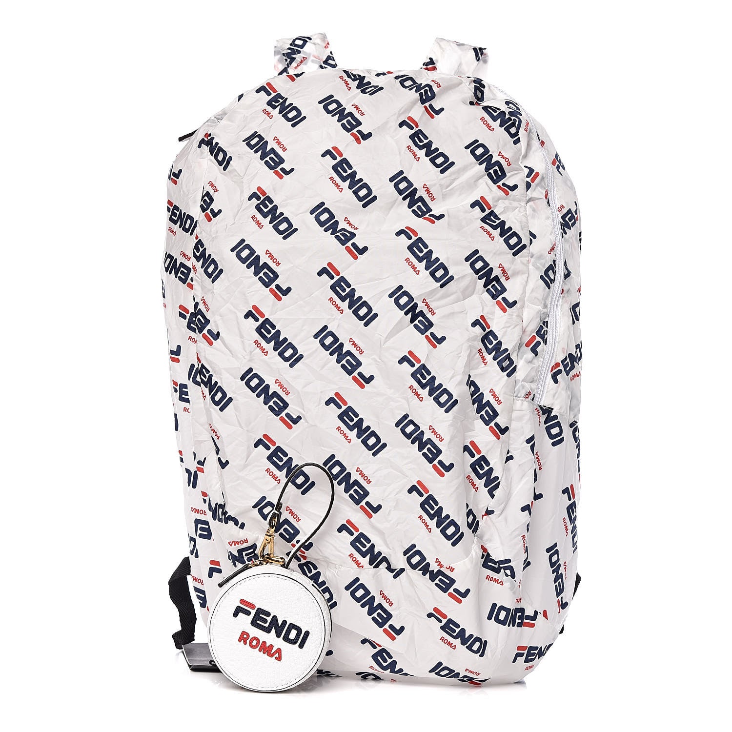 Fendi X FILA Calfskin Mania Backpack Help Bag Charm White Blueberry Multicolor 1 of 15