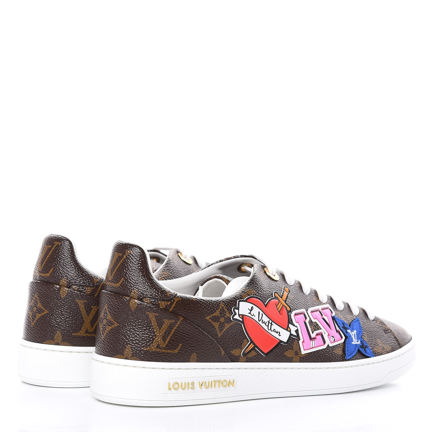 Calfskin Monogram LV Black Heart Sneakers 39 Cacao