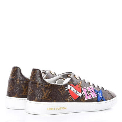 Louis Vuitton Calfskin Monogram LV Black Heart Sneakers 39 Cacao 4 of 9