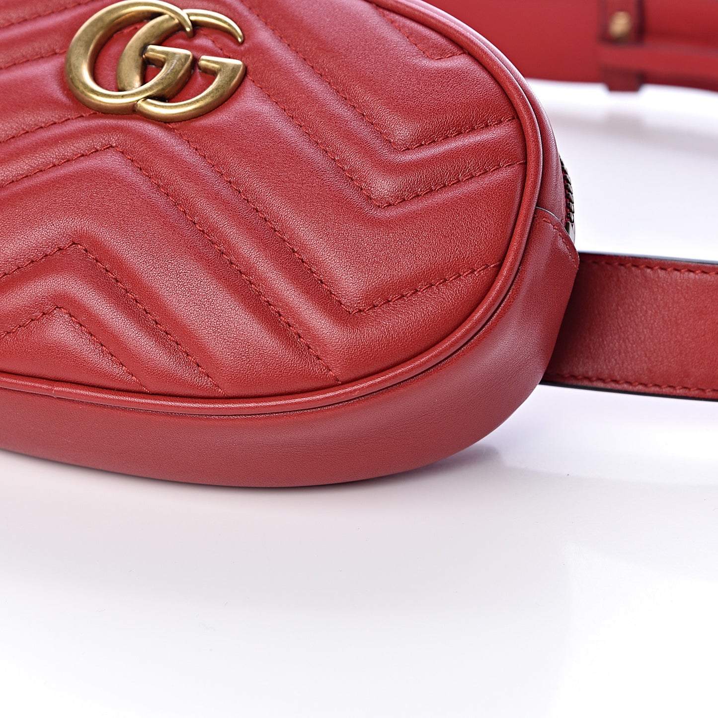 Calfskin Matelasse GG Marmont Belt Bag 95 38 Hibiscus Red