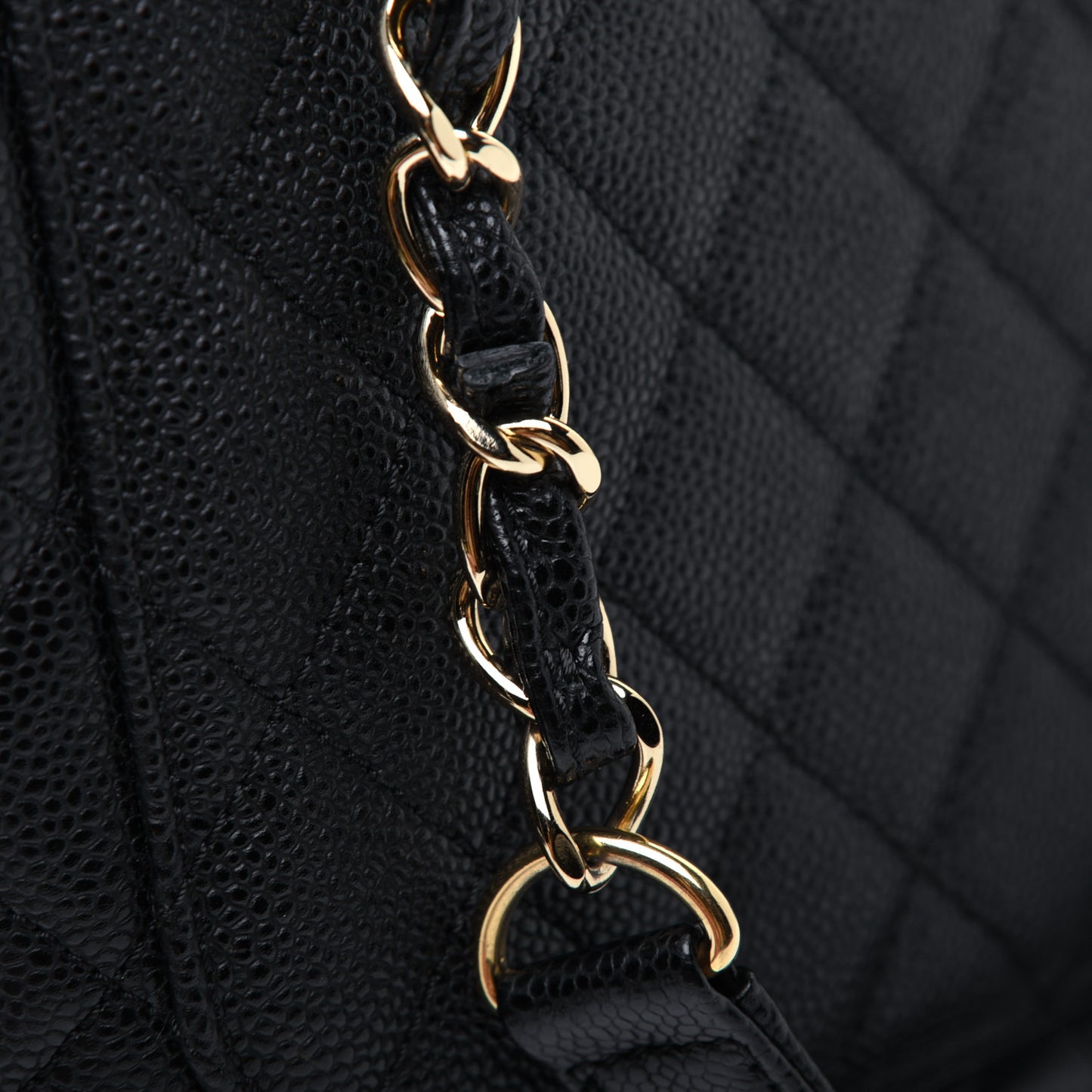 Caviar Quilted Grand Shopping Tote GST Black