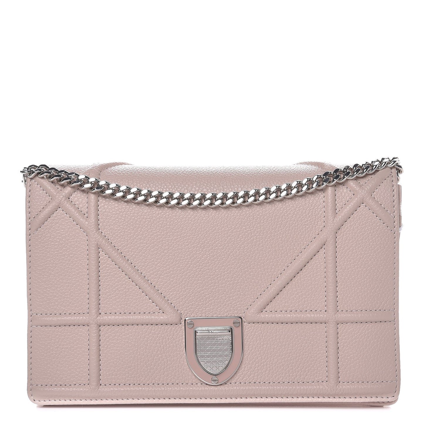 Grained Calfskin Diorama Wallet on Chain Pouch Rose Poudre
