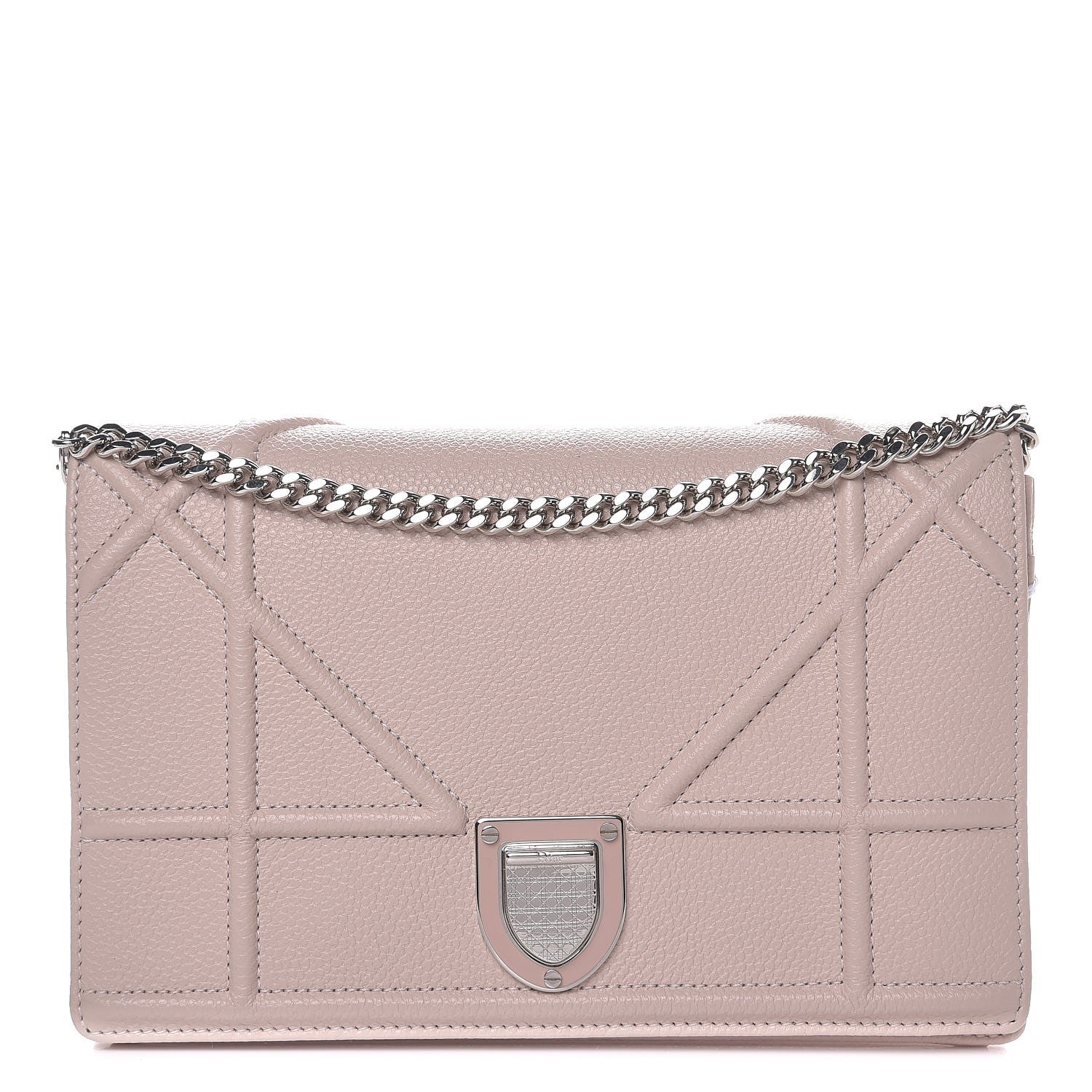 Christian Dior Grained Calfskin Diorama Wallet on Chain Pouch Rose Poudre 1 of 7
