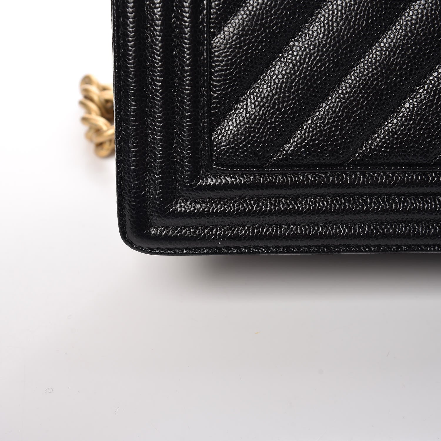 Chanel Caviar Chevron Quilted Medium Boy Flap Black 10 of 11