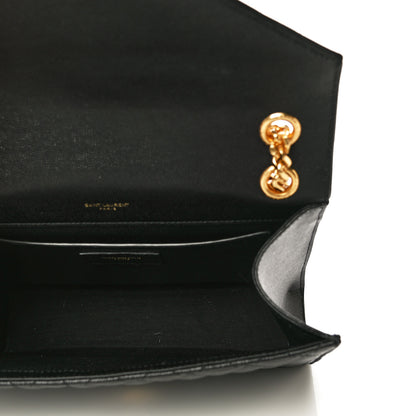 Saint Laurent Grain De Poudre Textured Mixed Matelasse Triquilt Medium Monogram Satchel Black 5 of 11
