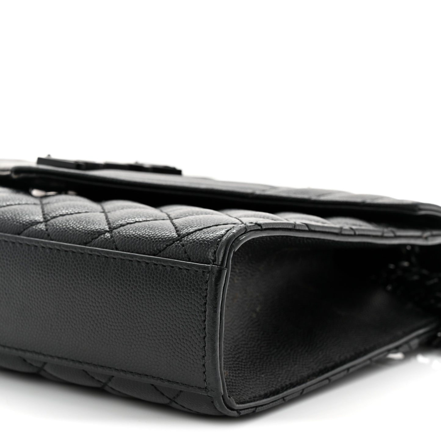 Grain De Poudre Textured Mixed Matelasse Triquilt Medium Monogram Monochrome Satchel Black