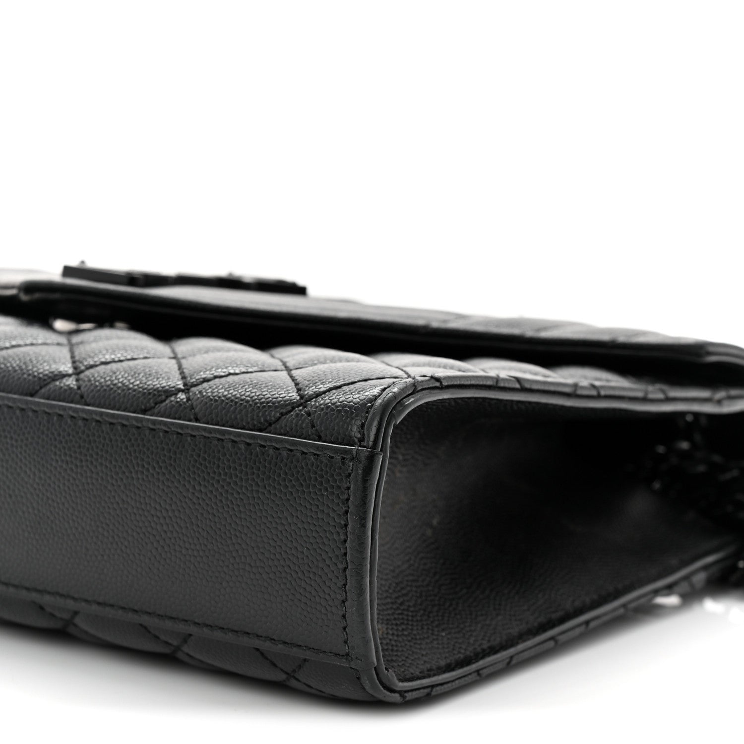 Saint Laurent Grain De Poudre Textured Mixed Matelasse Triquilt Medium Monogram Monochrome Satchel Black 10 of 11