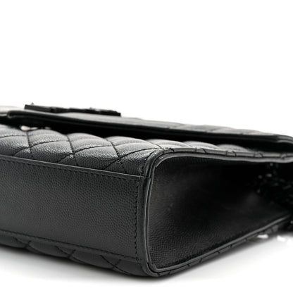 Saint Laurent Grain De Poudre Textured Mixed Matelasse Triquilt Medium Monogram Monochrome Satchel Black 10 of 11