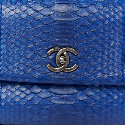 Chanel Snakeskin Small Coco Handle Flap  Blue 8 of 10