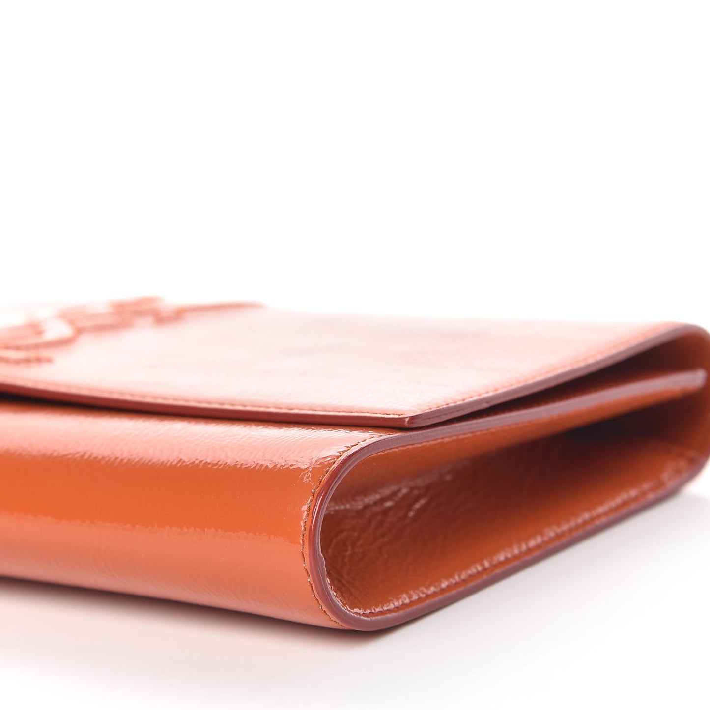 Textured Patent Monogram Large Belle De Jour Clutch Orange