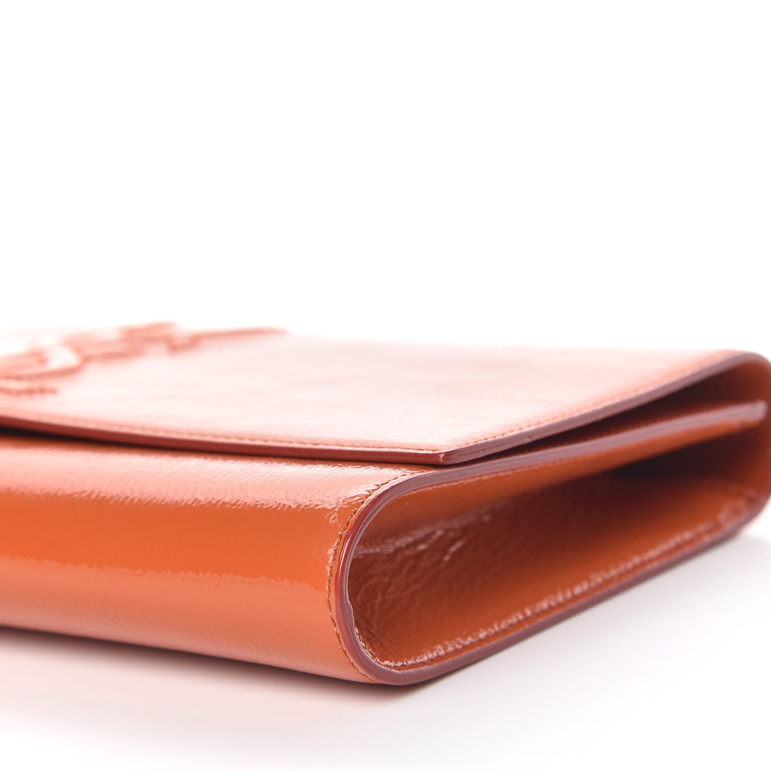 Saint Laurent Textured Patent Monogram Large Belle De Jour Clutch Orange 7 of 10