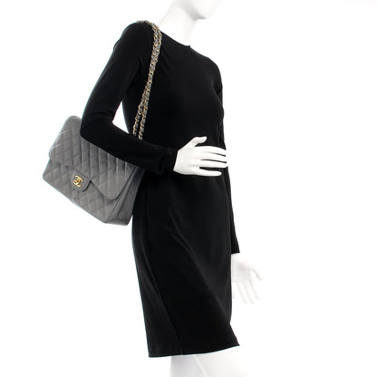 Chanel Caviar Quilted Jumbo Single Flap Grey 2 of 8