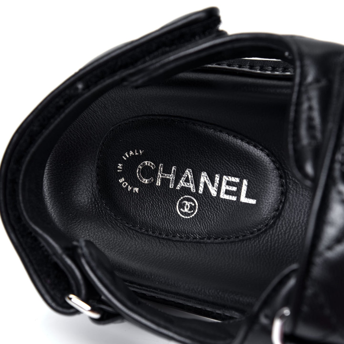 Lambskin Quilted Velcro Dad Sandals 37 So Black
