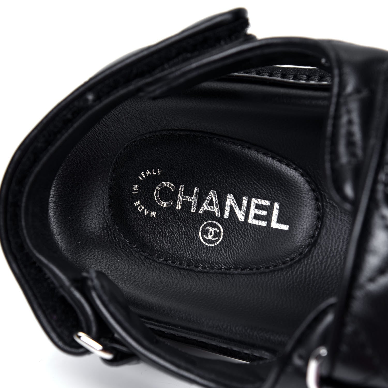 Chanel Lambskin Quilted Velcro Dad Sandals 37 So Black 6 of 6