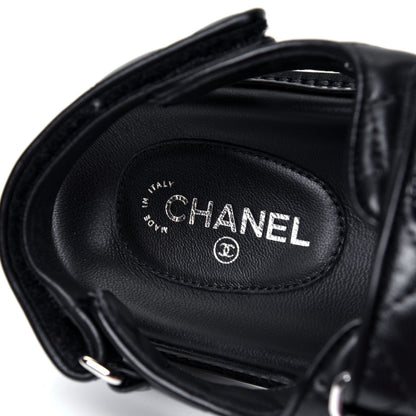 Chanel Lambskin Quilted Velcro Dad Sandals 37 So Black 6 of 6