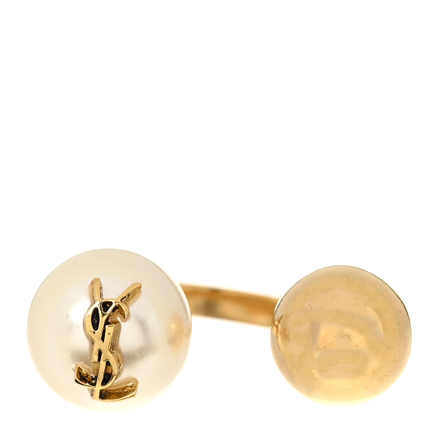 Brass Cassandre Pearl Ball Ring 49 5 Gold White