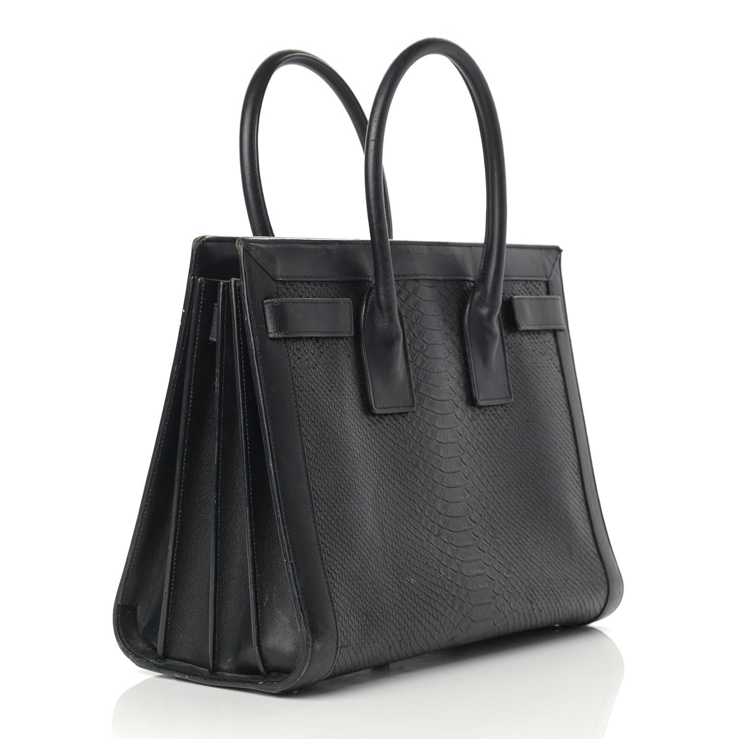 Saint Laurent Python Calfskin Embossed Small Sac de Jour Black 3 of 23