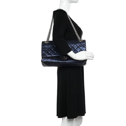 Chanel Metallic Aged Calfskin Quilted 2.55 Reissue 228 Flap Blue 2 of 10